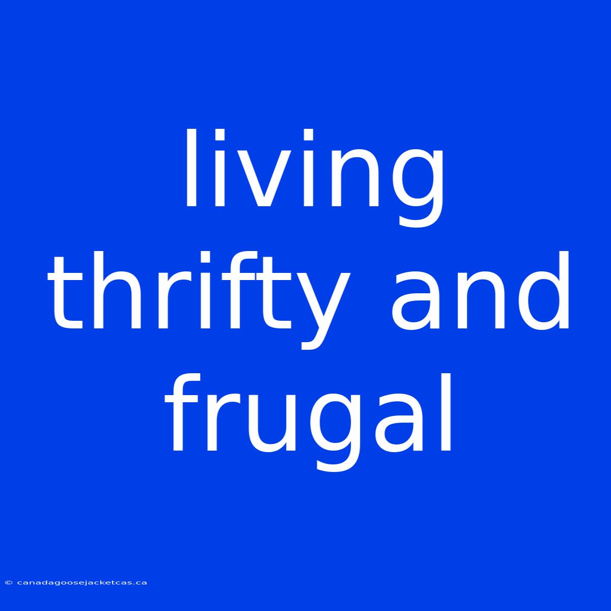 Living Thrifty And Frugal