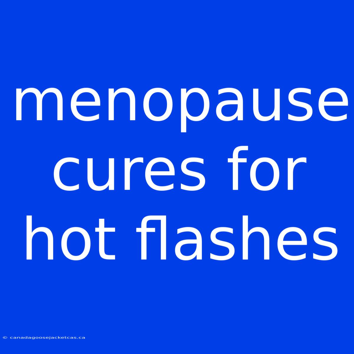 Menopause Cures For Hot Flashes