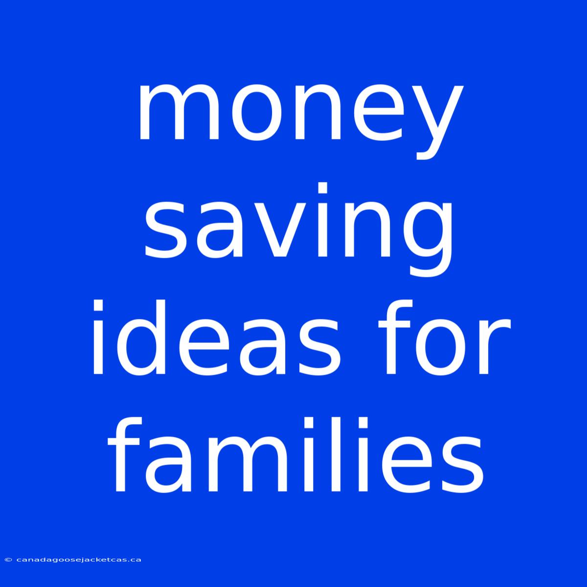 Money Saving Ideas For Families