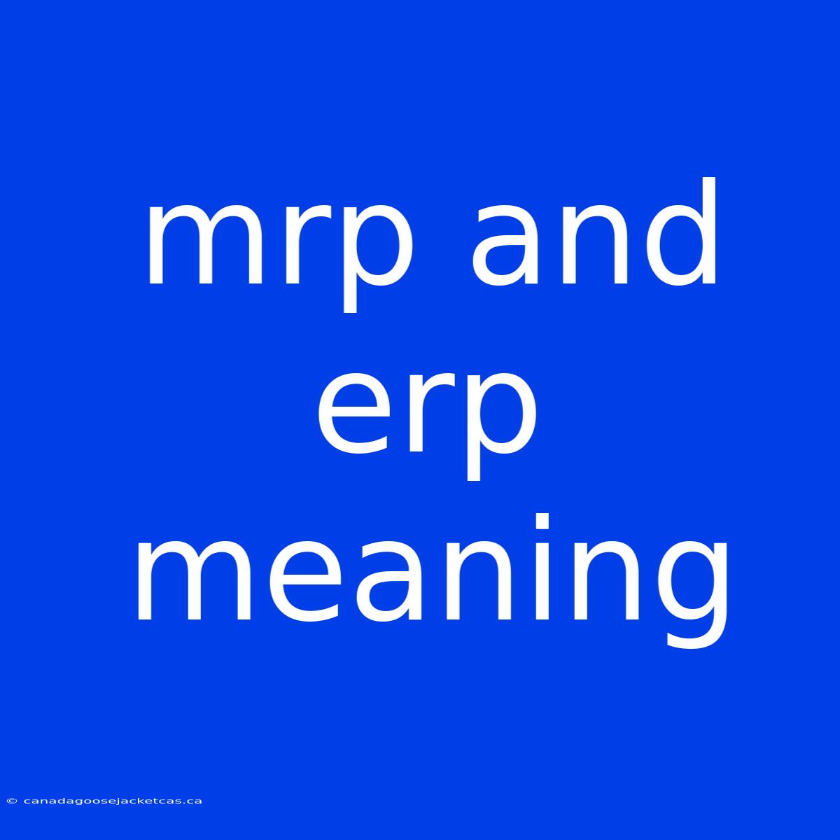 Mrp And Erp Meaning