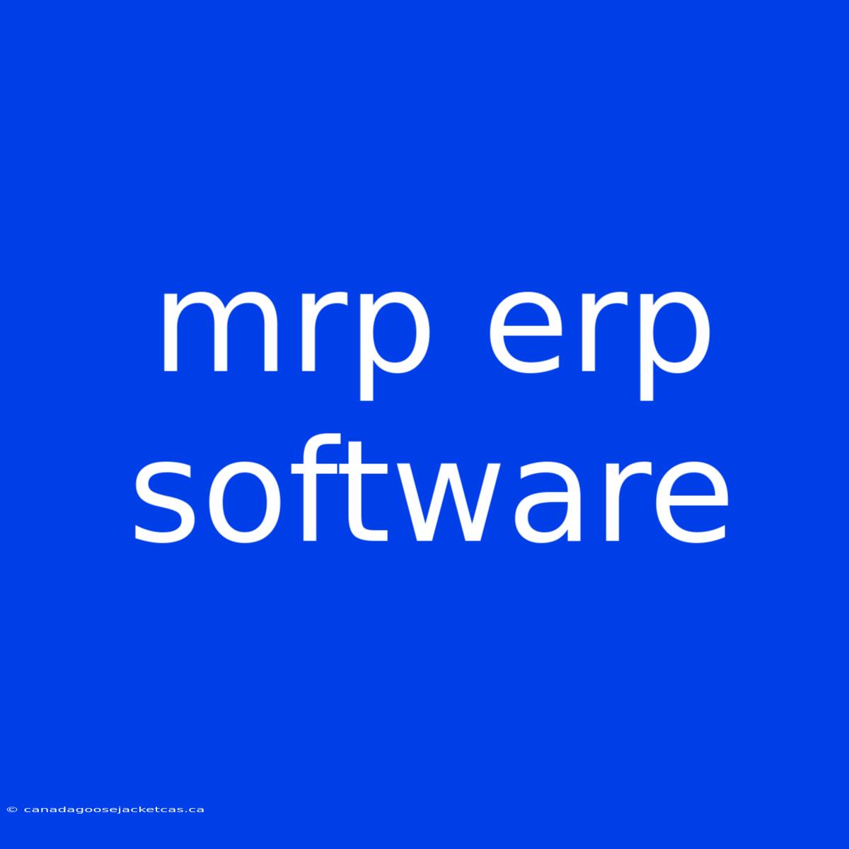 Mrp Erp Software