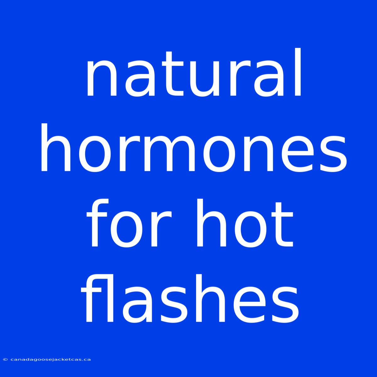 Natural Hormones For Hot Flashes