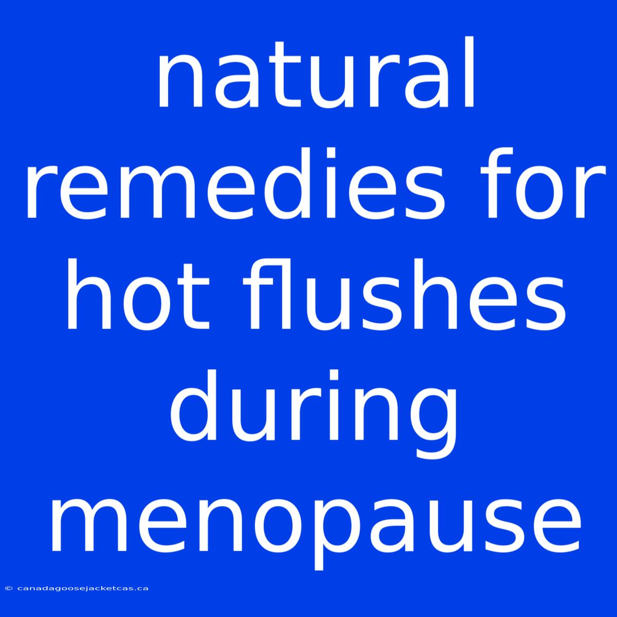 Natural Remedies For Hot Flushes During Menopause