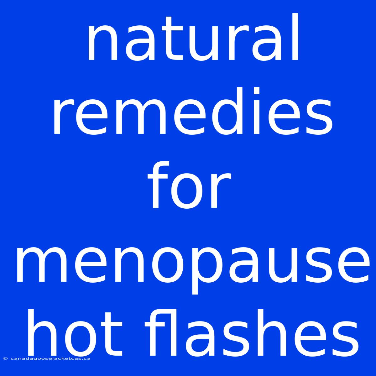 Natural Remedies For Menopause Hot Flashes