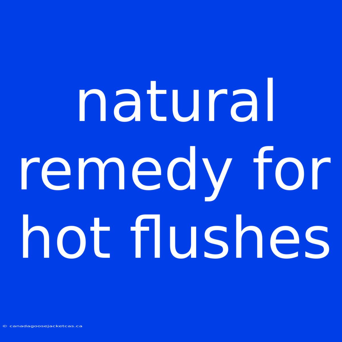 Natural Remedy For Hot Flushes