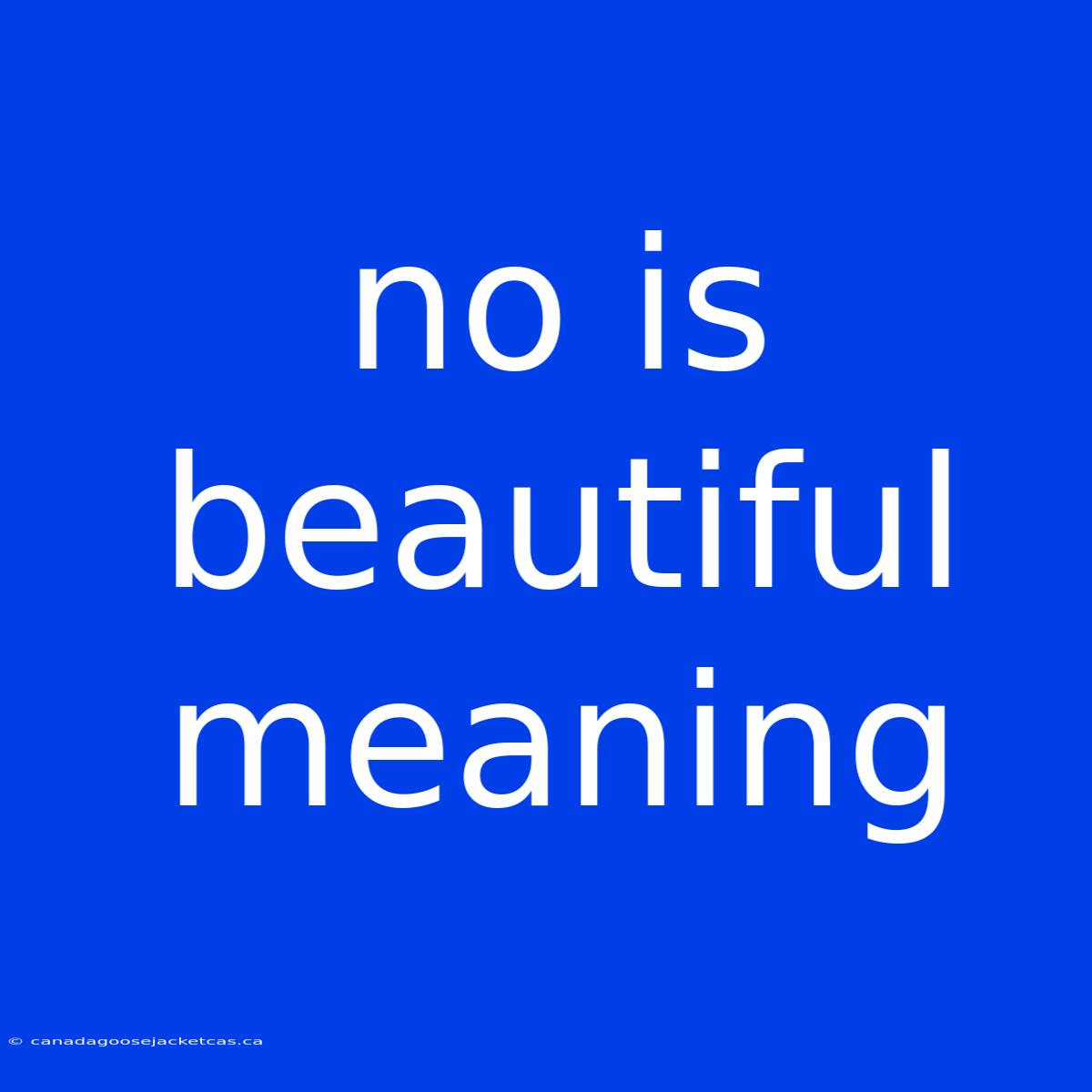 No Is Beautiful Meaning