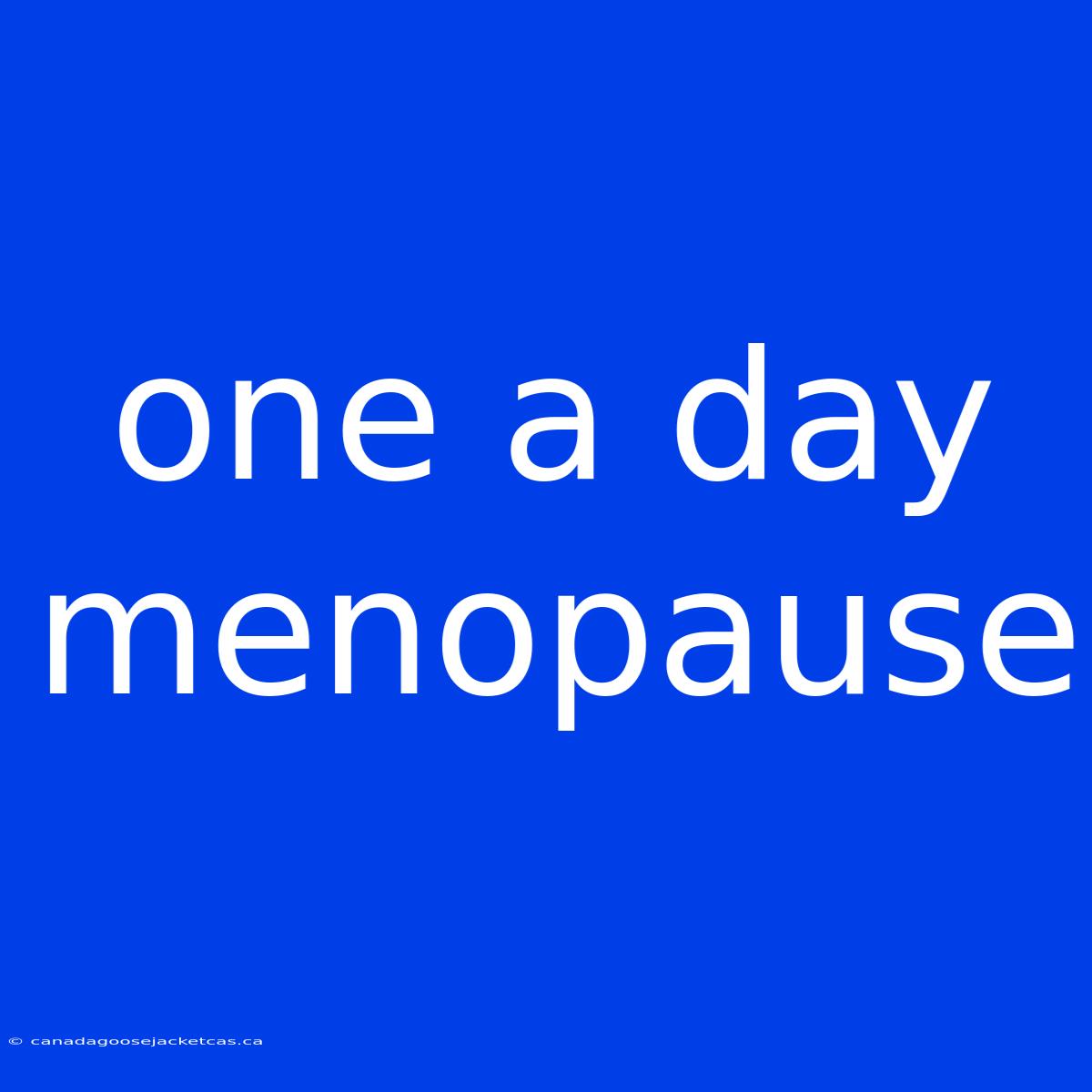 One A Day Menopause