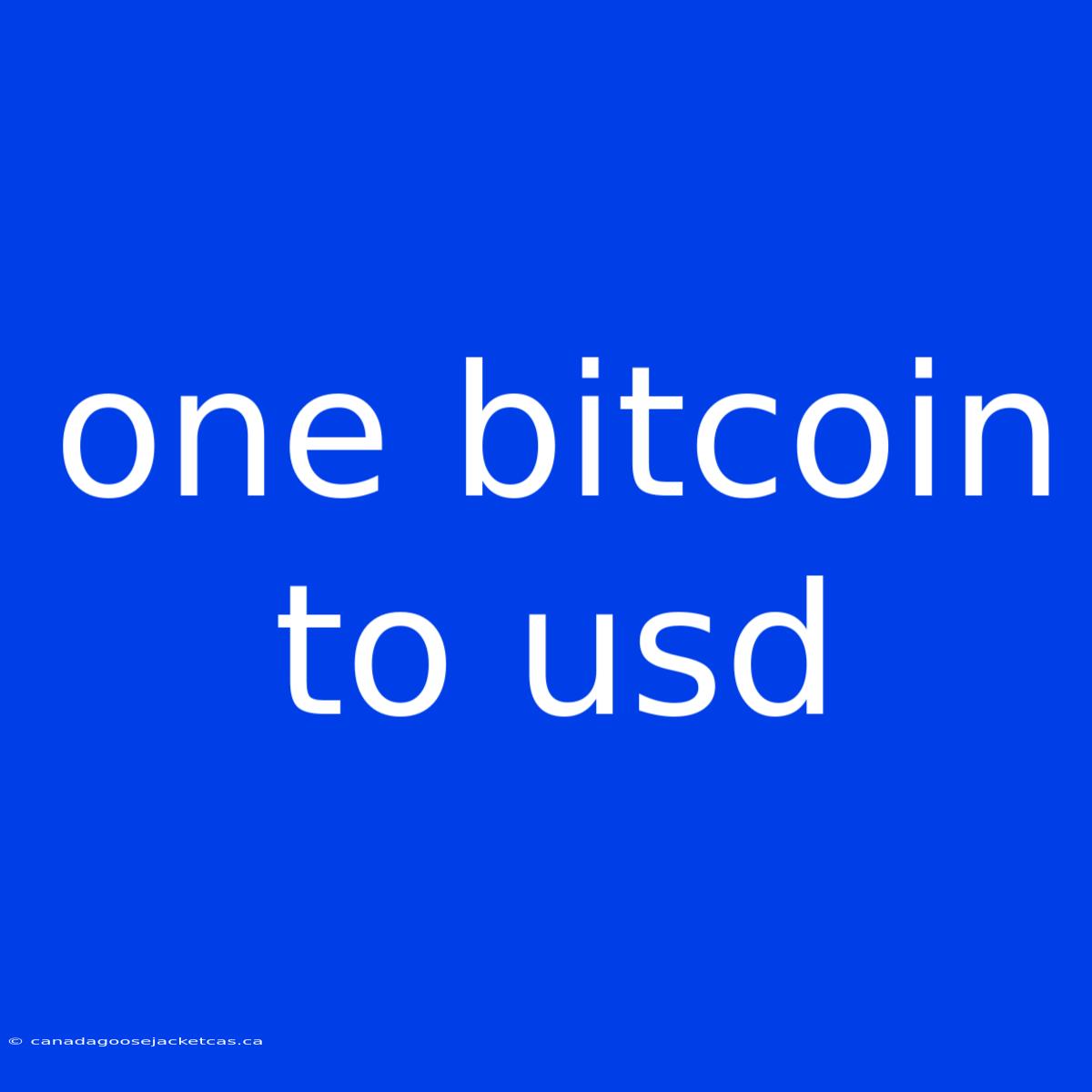 One Bitcoin To Usd