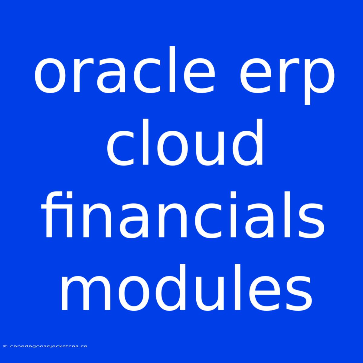 Oracle Erp Cloud Financials Modules