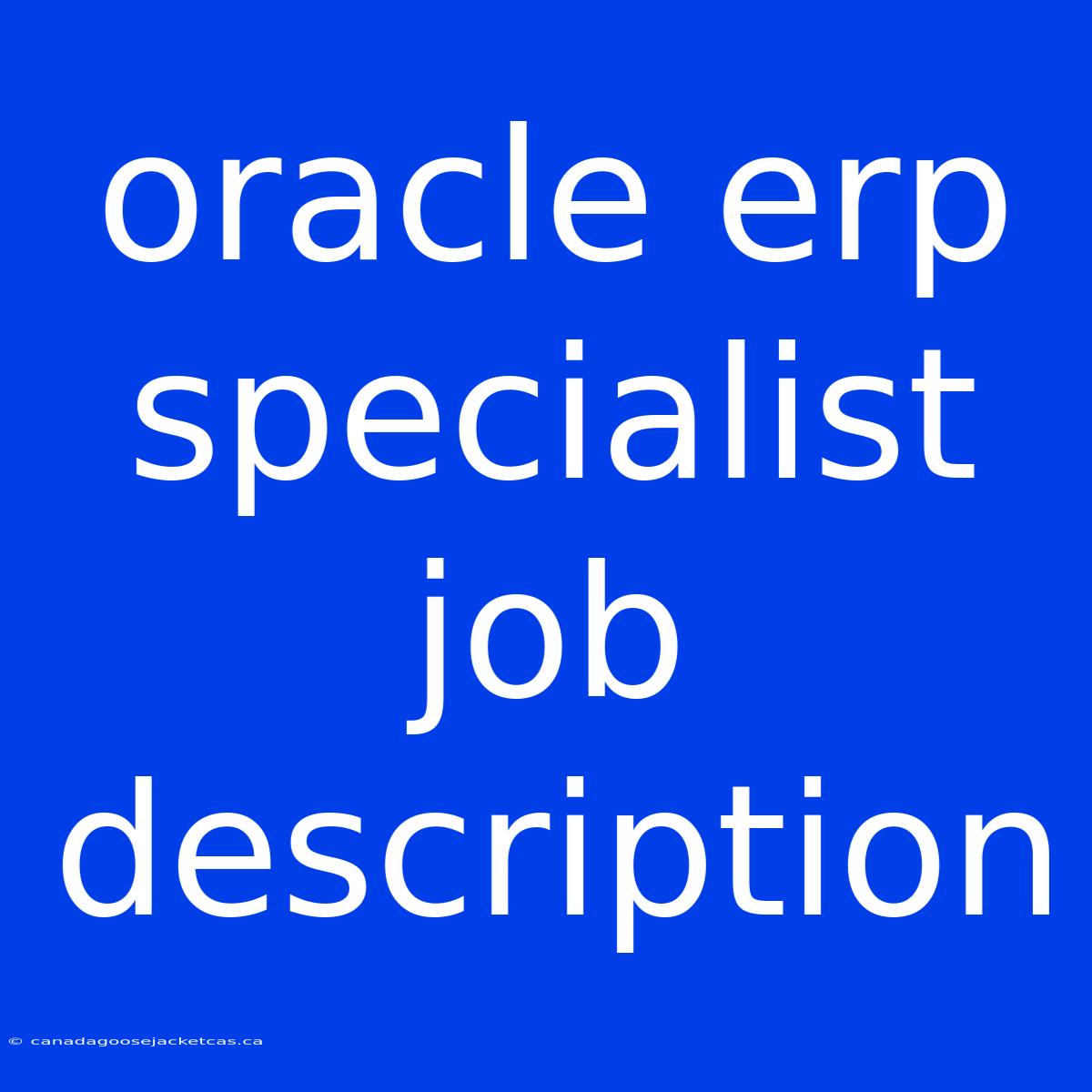 Oracle Erp Specialist Job Description