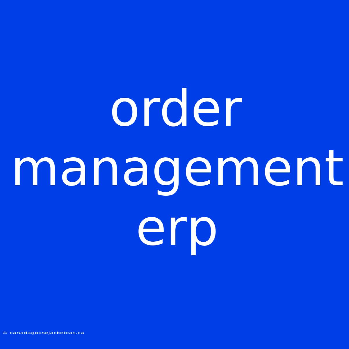 Order Management Erp