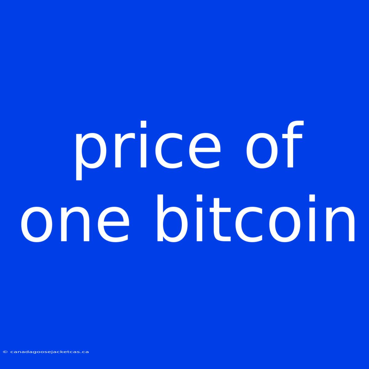 Price Of One Bitcoin