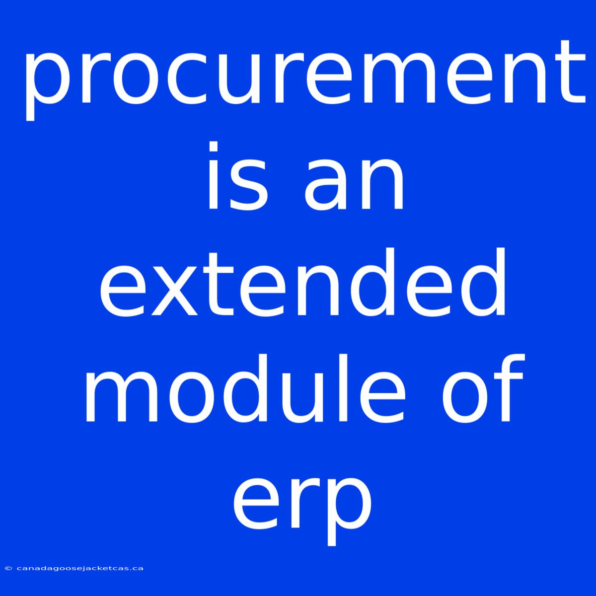 Procurement Is An Extended Module Of Erp