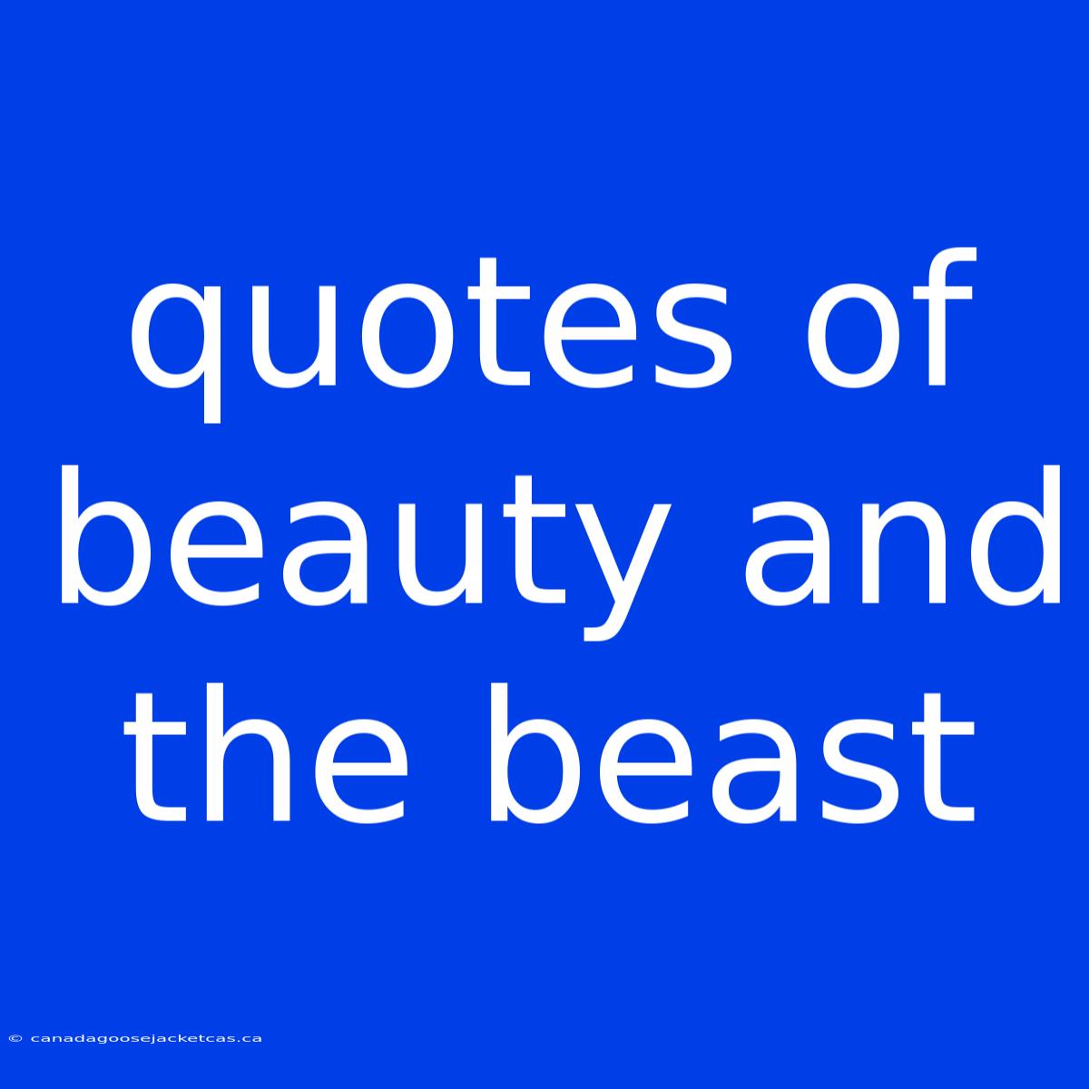 Quotes Of Beauty And The Beast