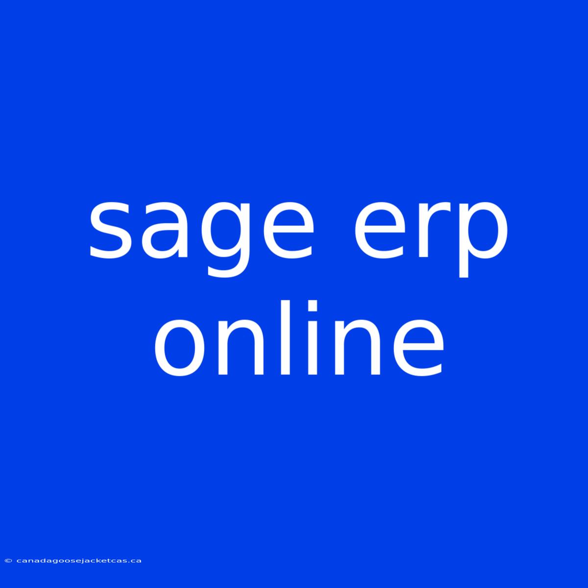 Sage Erp Online