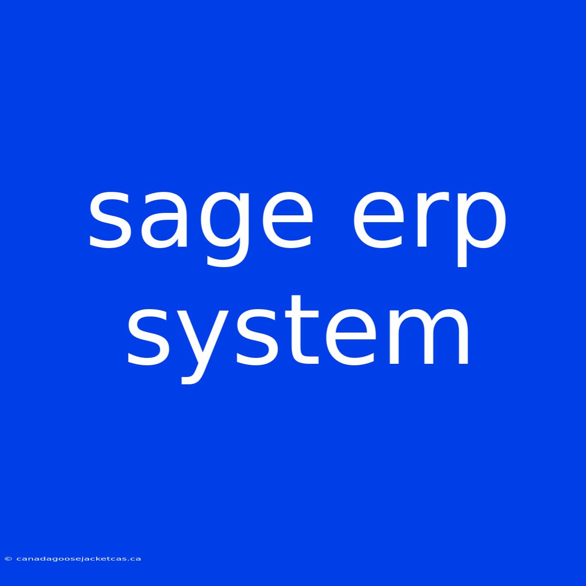 Sage Erp System