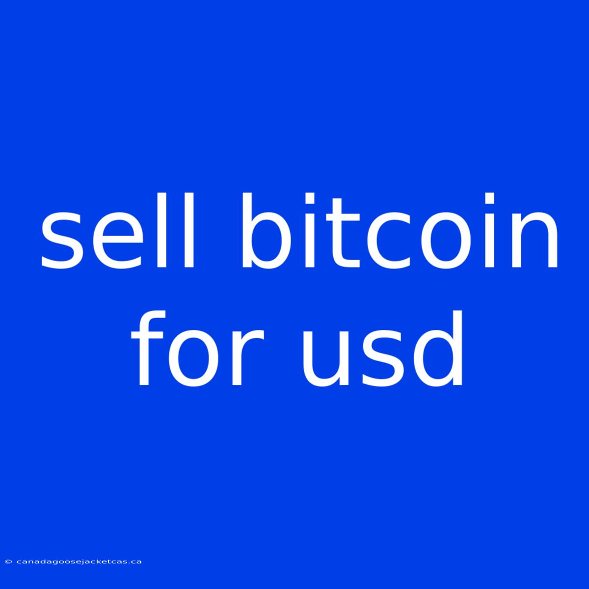 Sell Bitcoin For Usd