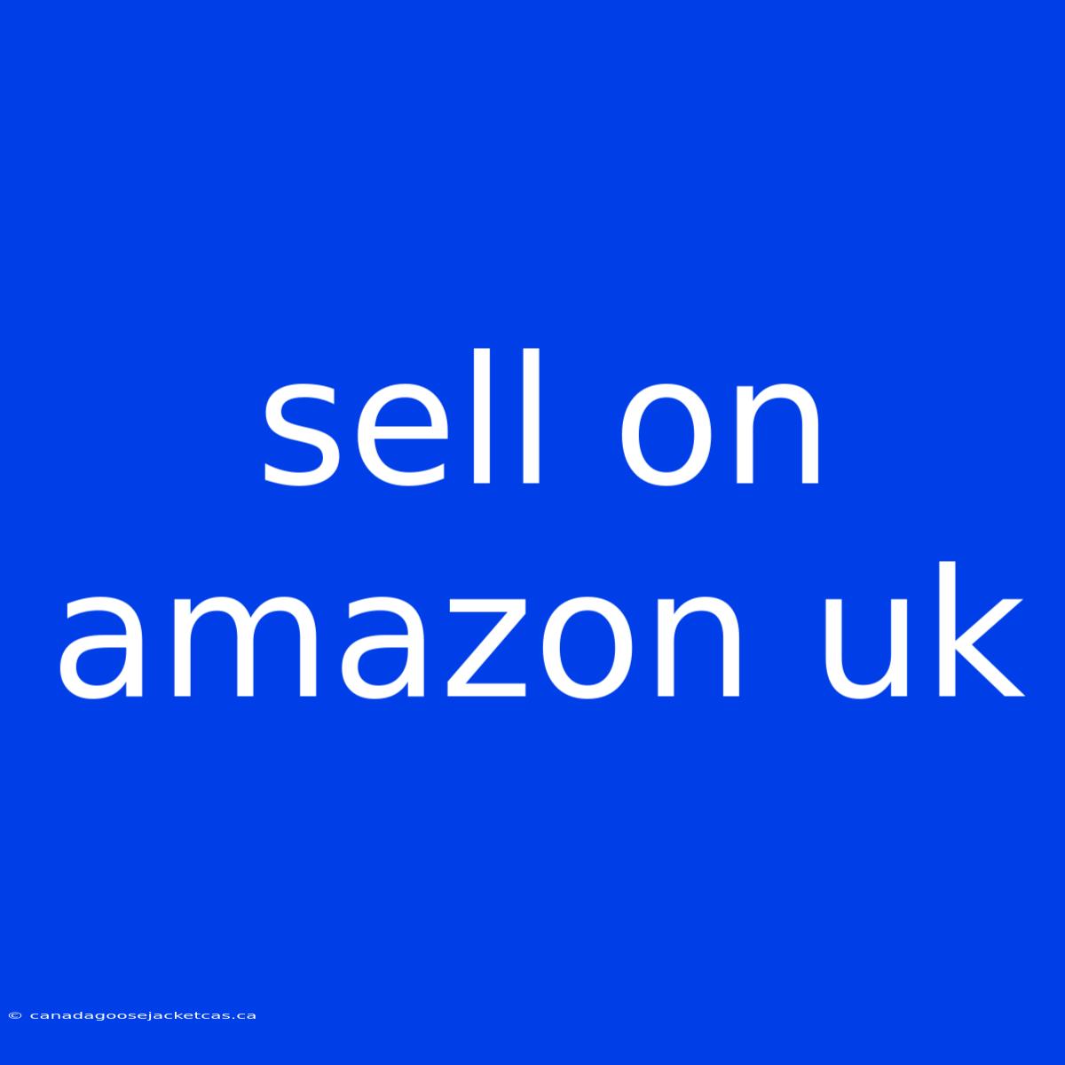 Sell On Amazon Uk