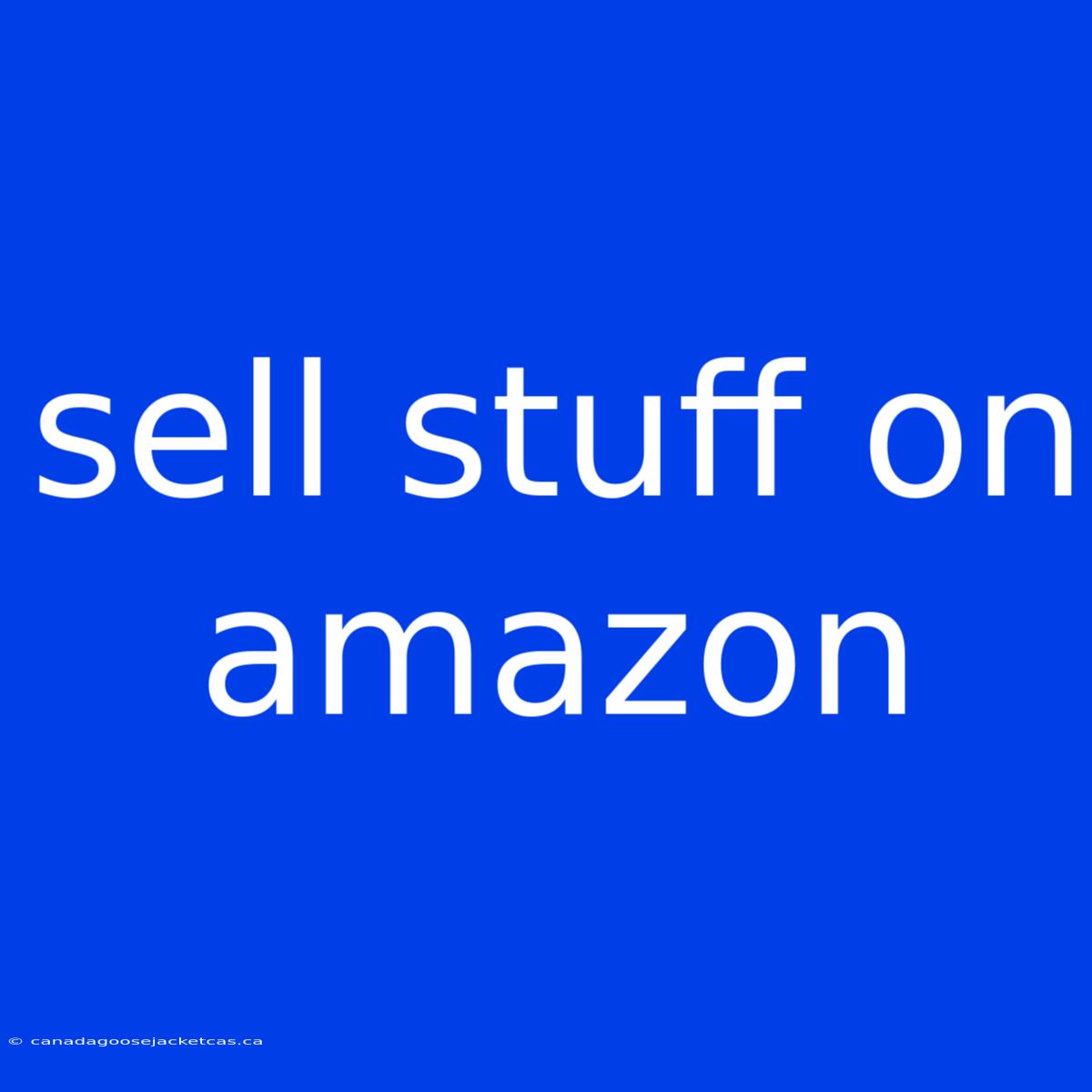 Sell Stuff On Amazon