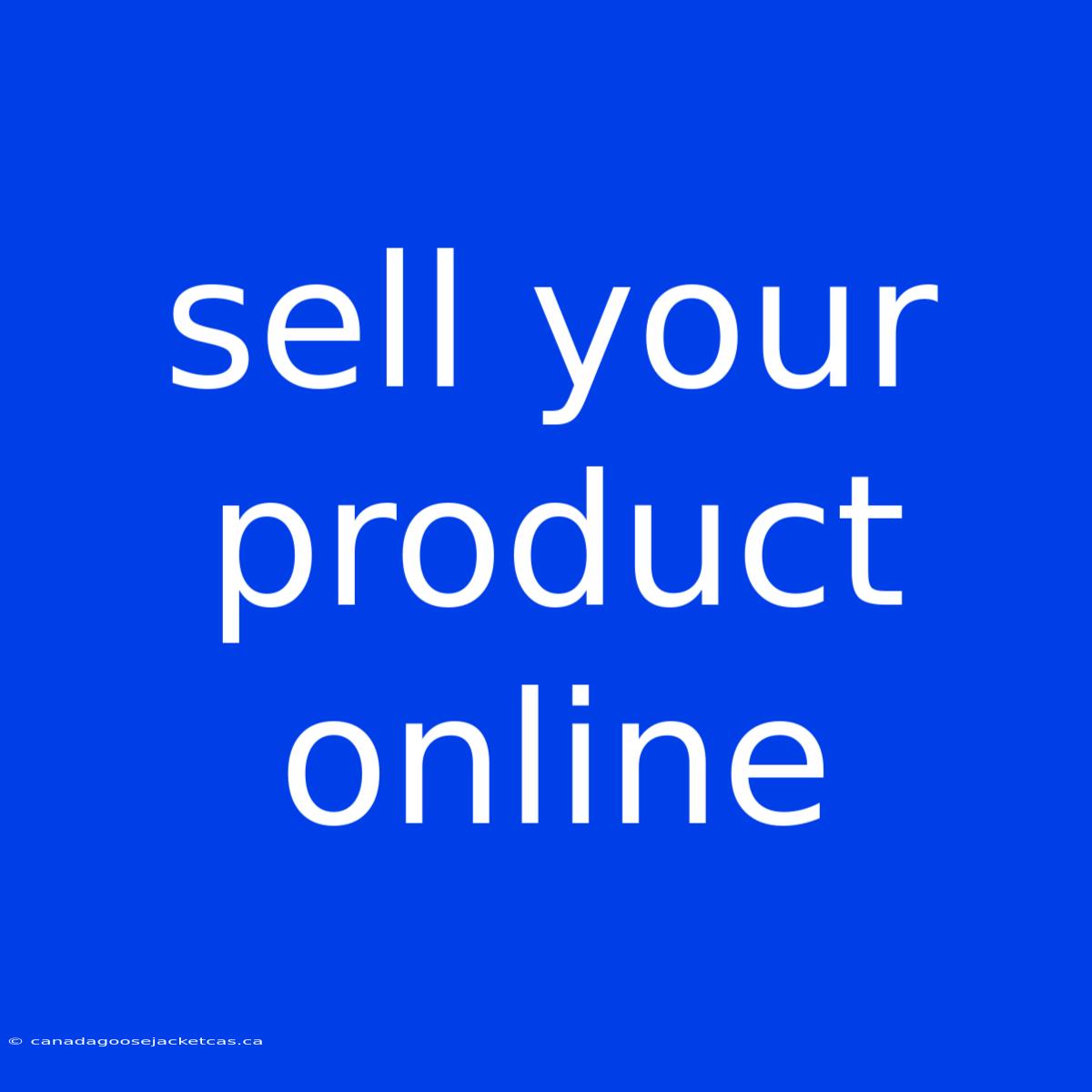 Sell Your Product Online