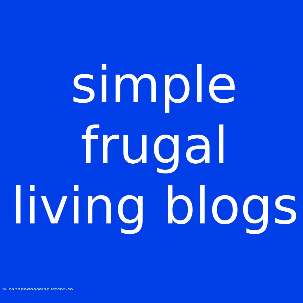 Simple Frugal Living Blogs