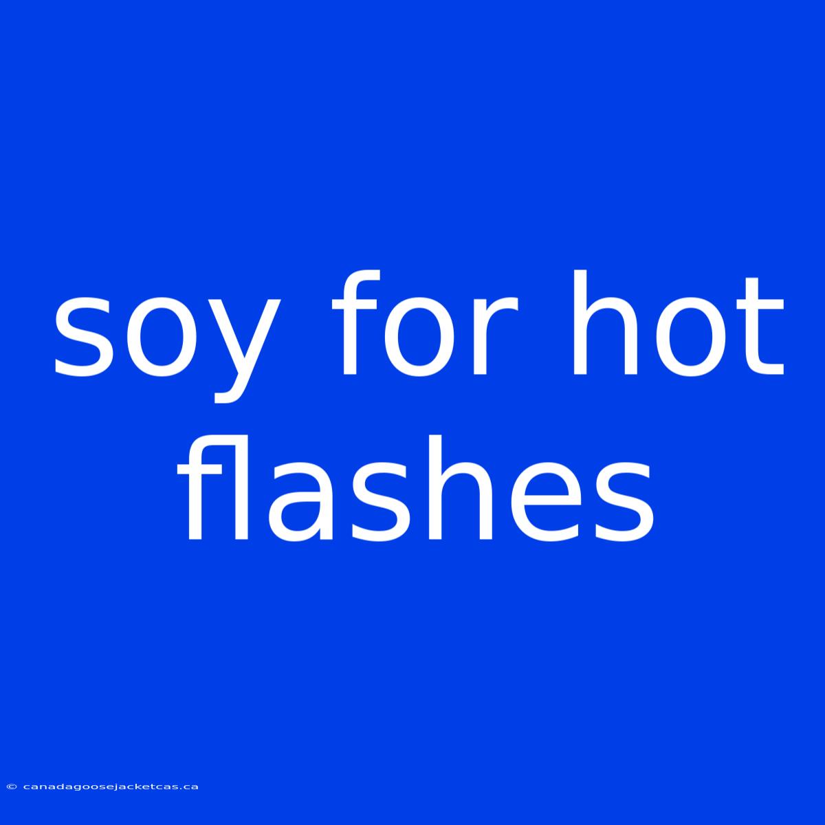 Soy For Hot Flashes