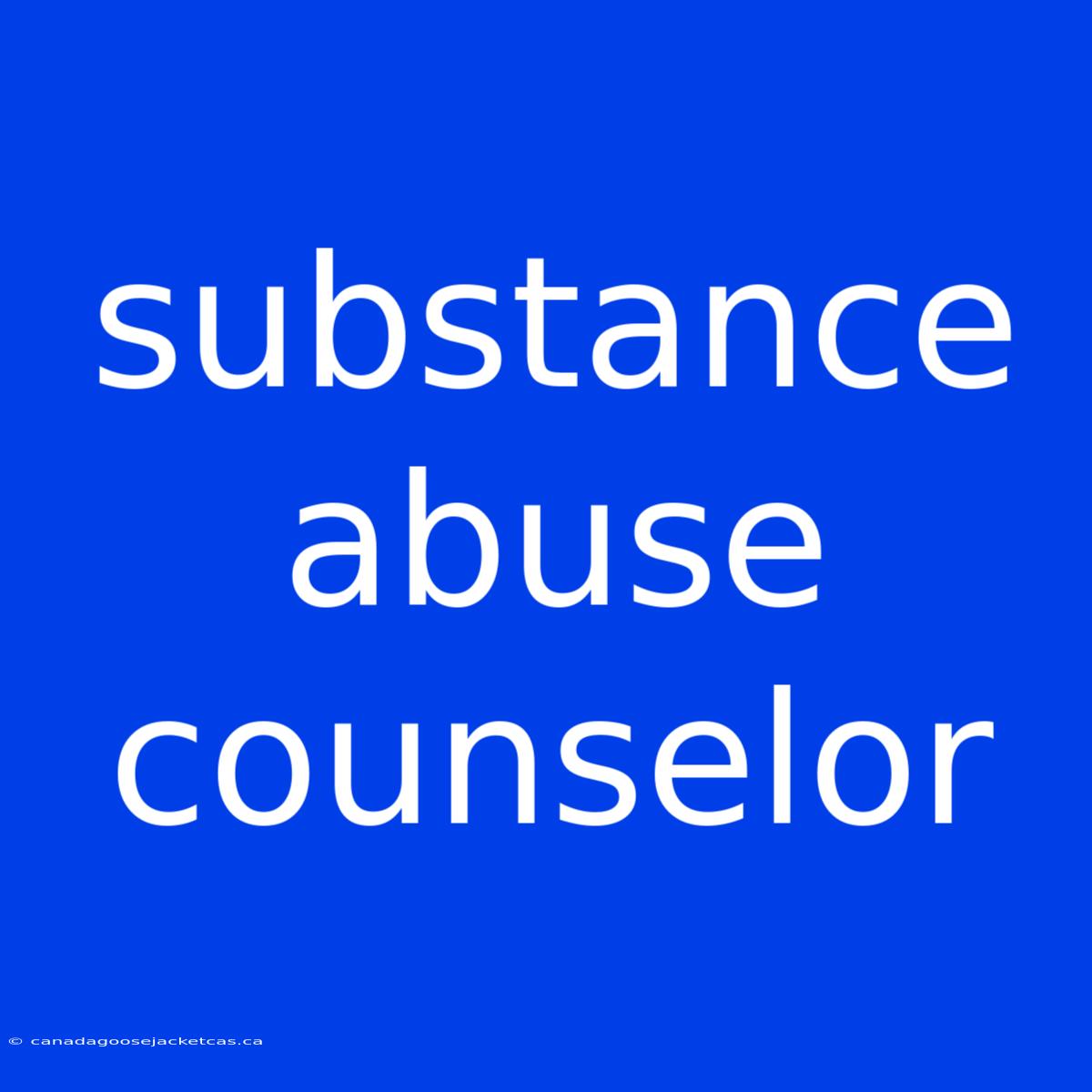 Substance Abuse Counselor