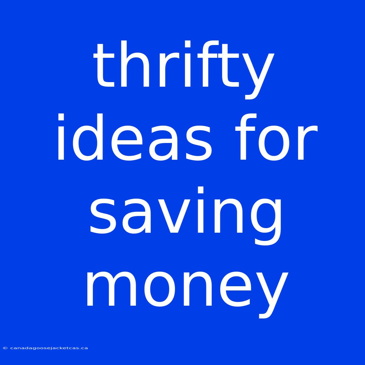 Thrifty Ideas For Saving Money