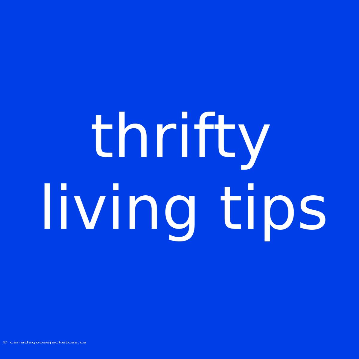 Thrifty Living Tips