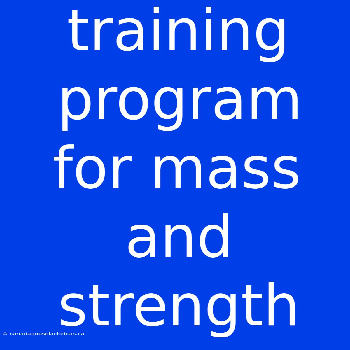 Training Program For Mass And Strength