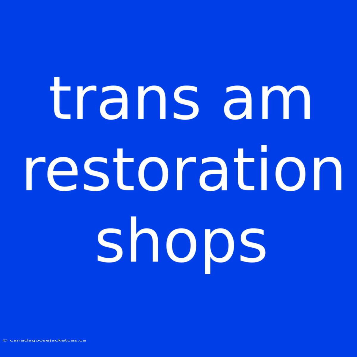 Trans Am Restoration Shops