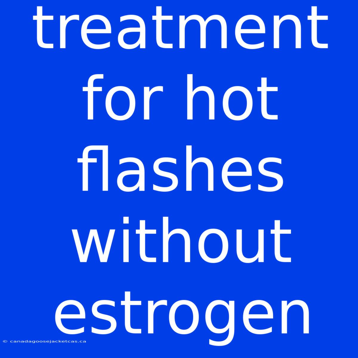 Treatment For Hot Flashes Without Estrogen