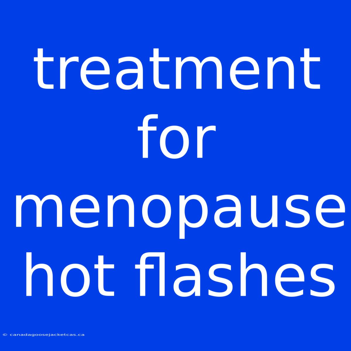 Treatment For Menopause Hot Flashes