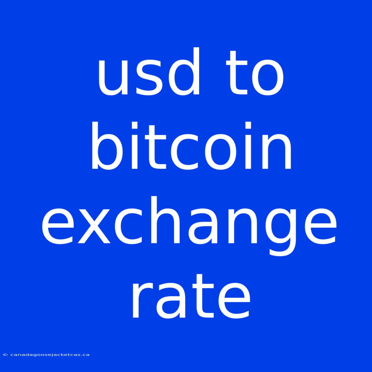 Usd To Bitcoin Exchange Rate