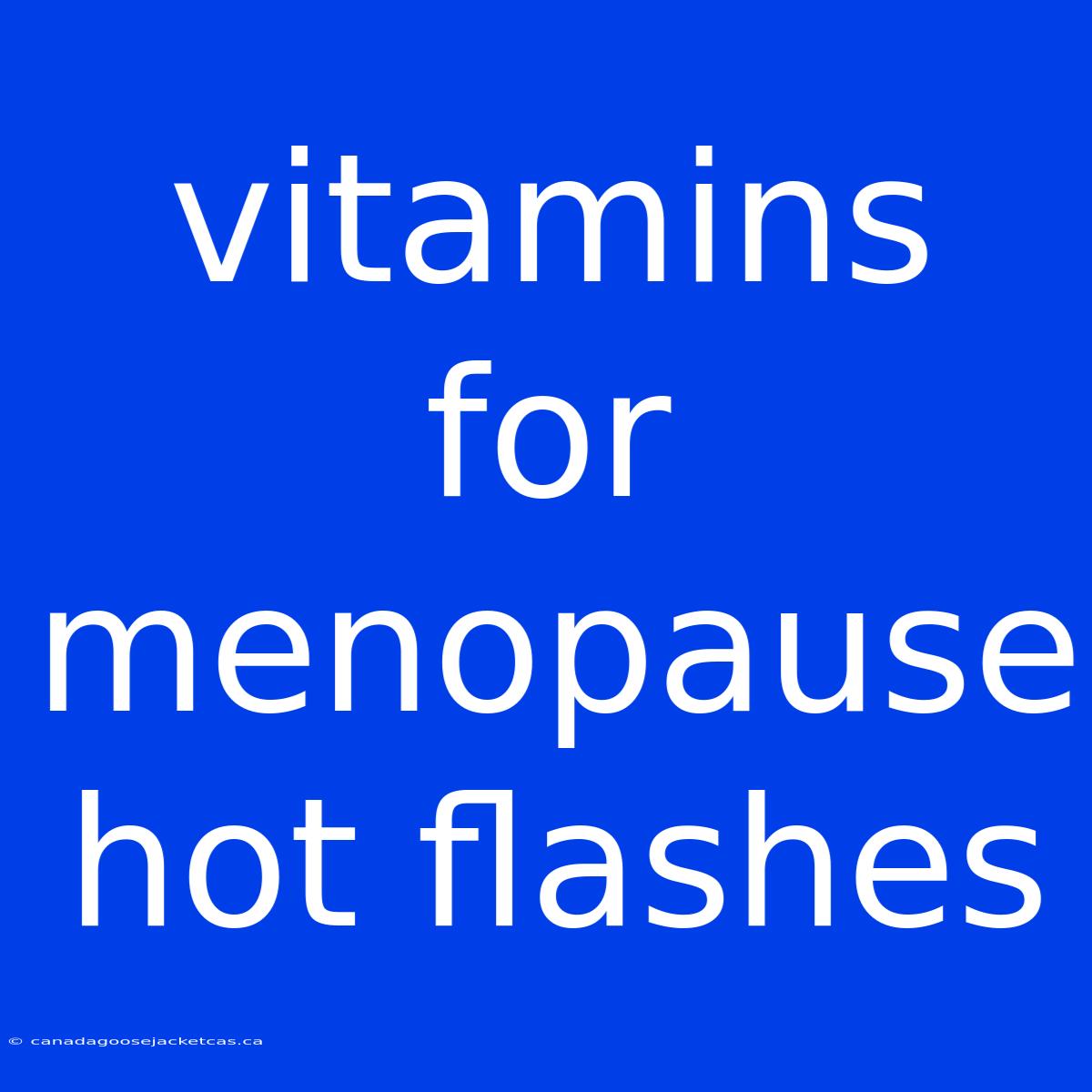 Vitamins For Menopause Hot Flashes