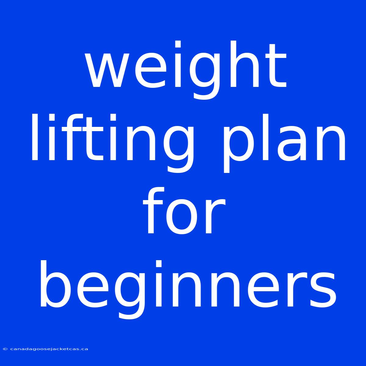 Weight Lifting Plan For Beginners