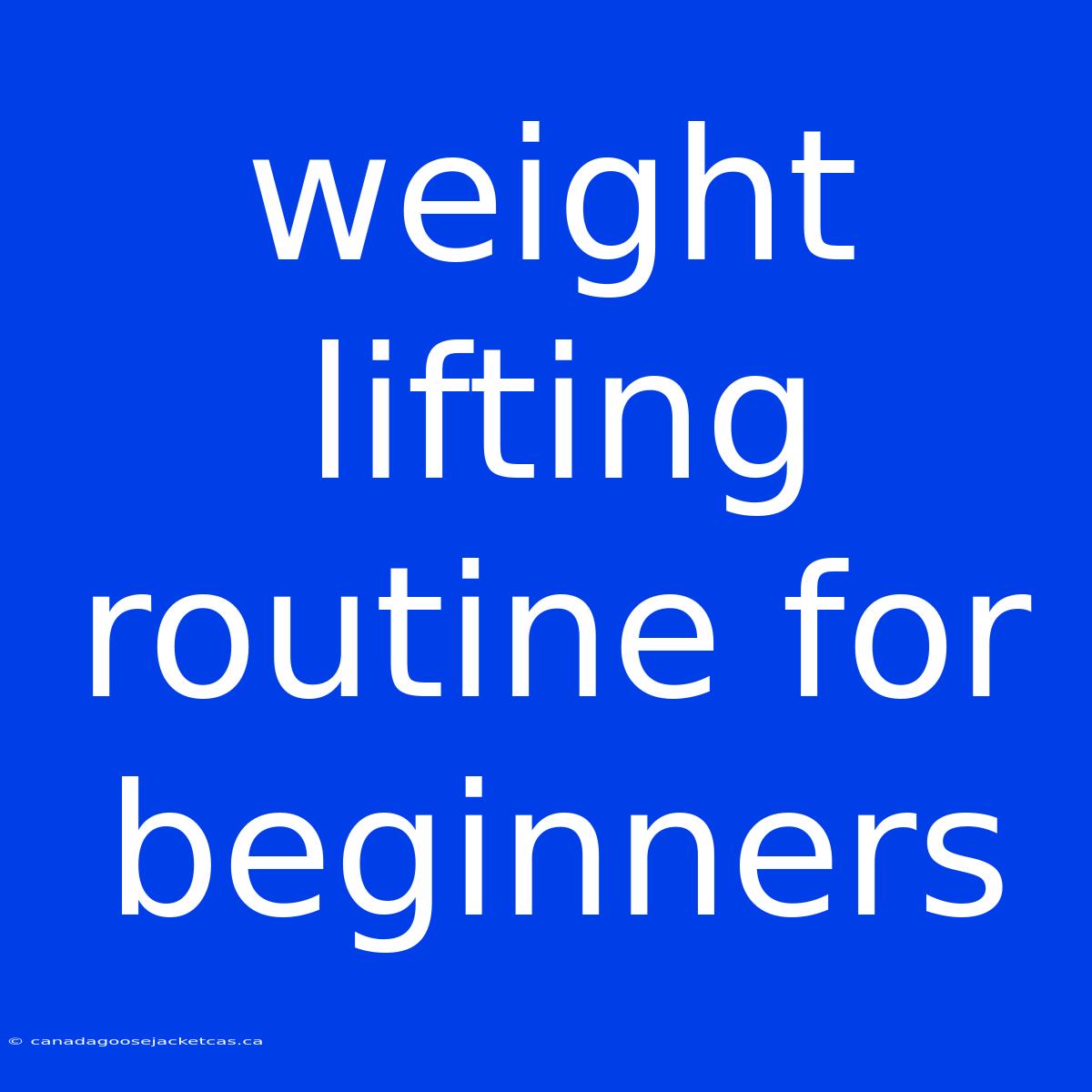 Weight Lifting Routine For Beginners