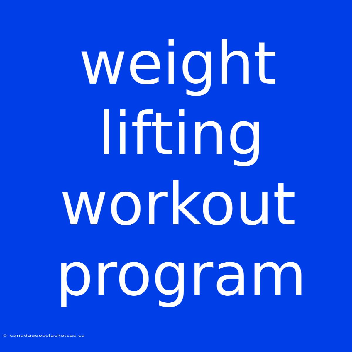 Weight Lifting Workout Program