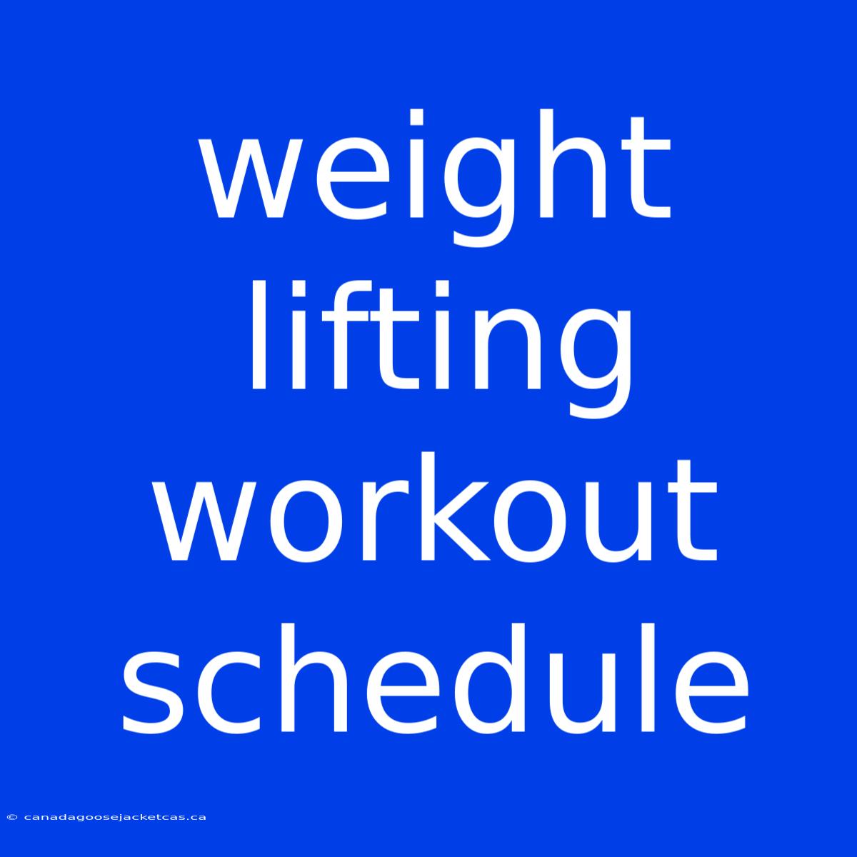 Weight Lifting Workout Schedule