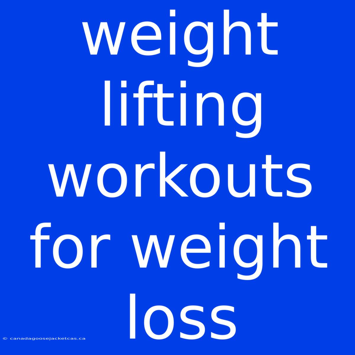 Weight Lifting Workouts For Weight Loss