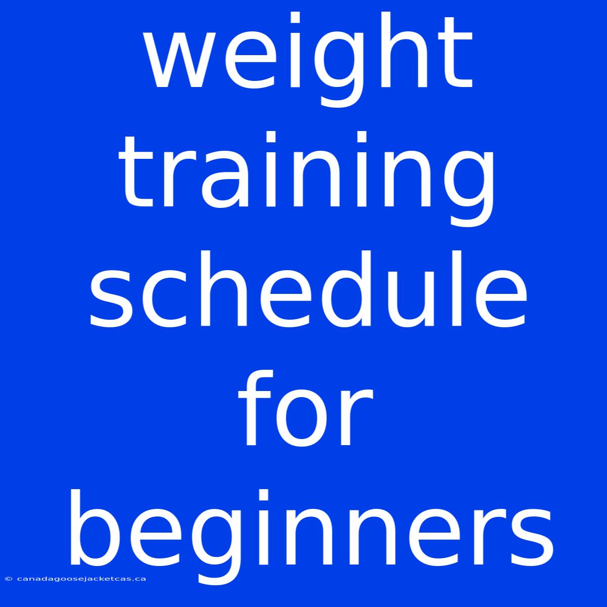 Weight Training Schedule For Beginners