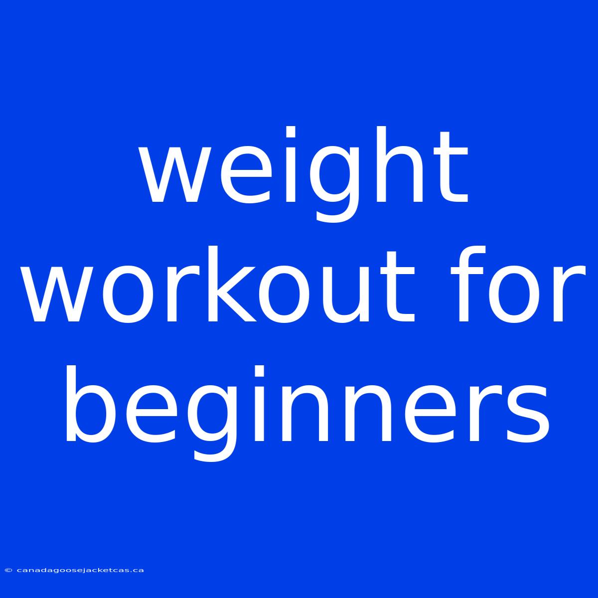 Weight Workout For Beginners