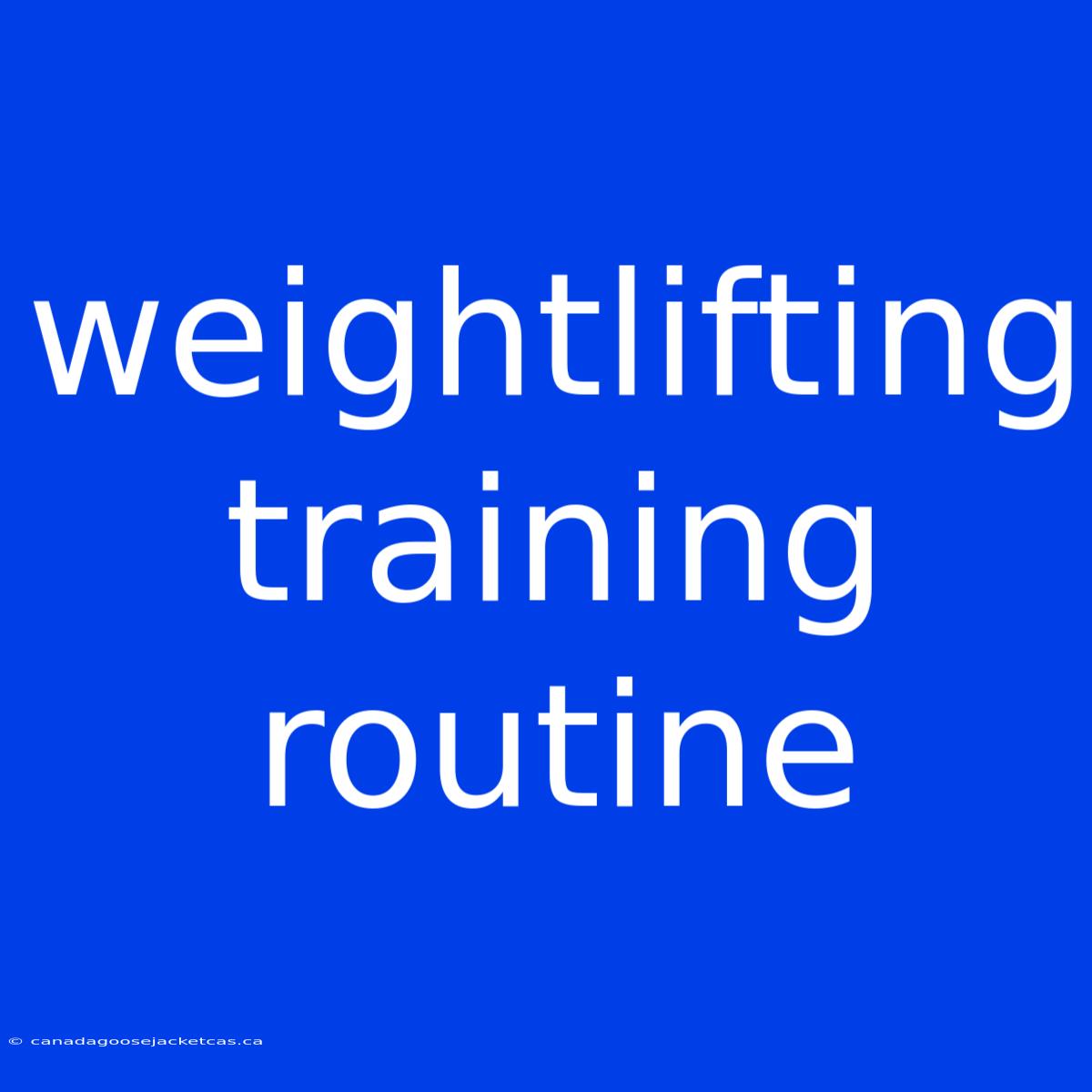 Weightlifting Training Routine