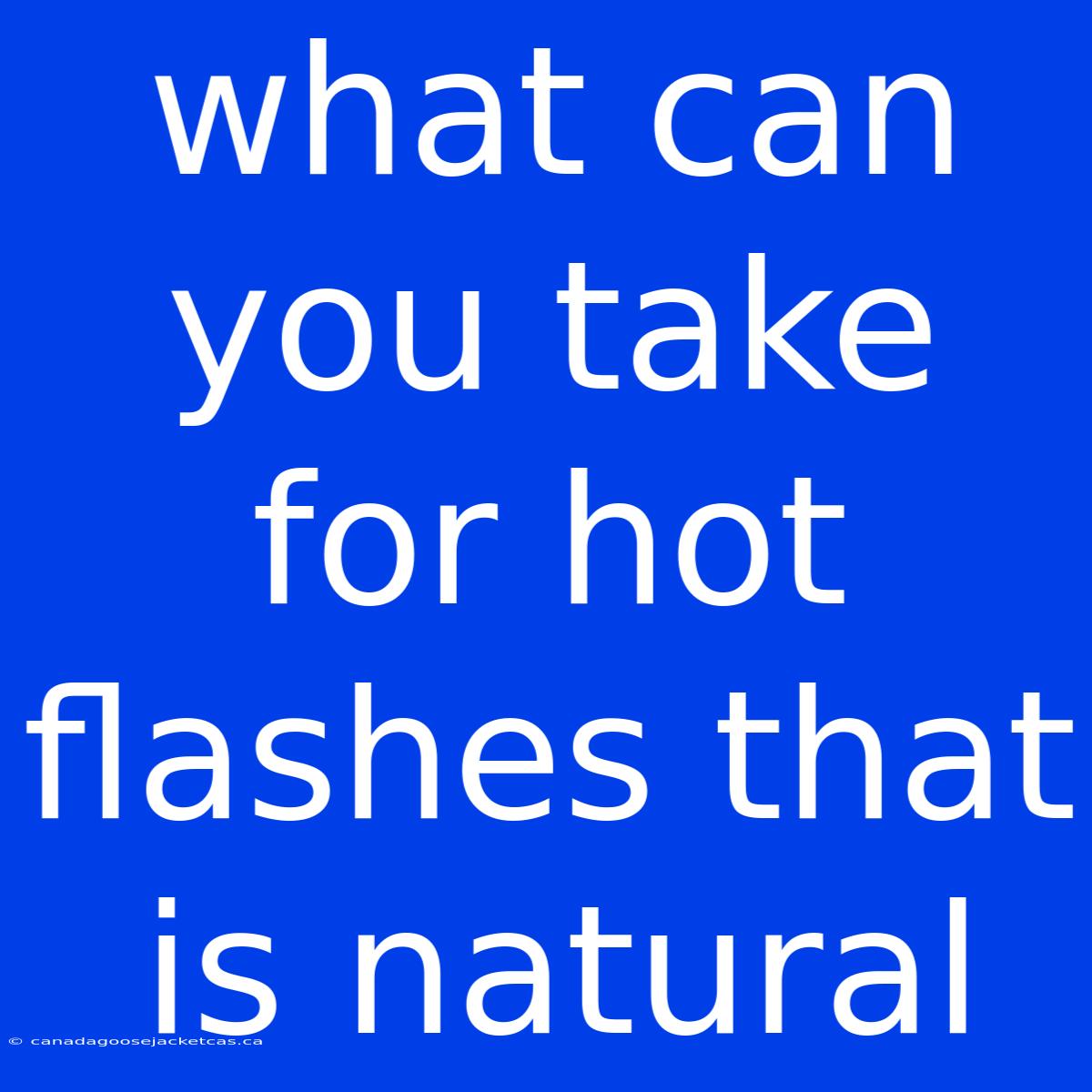 What Can You Take For Hot Flashes That Is Natural