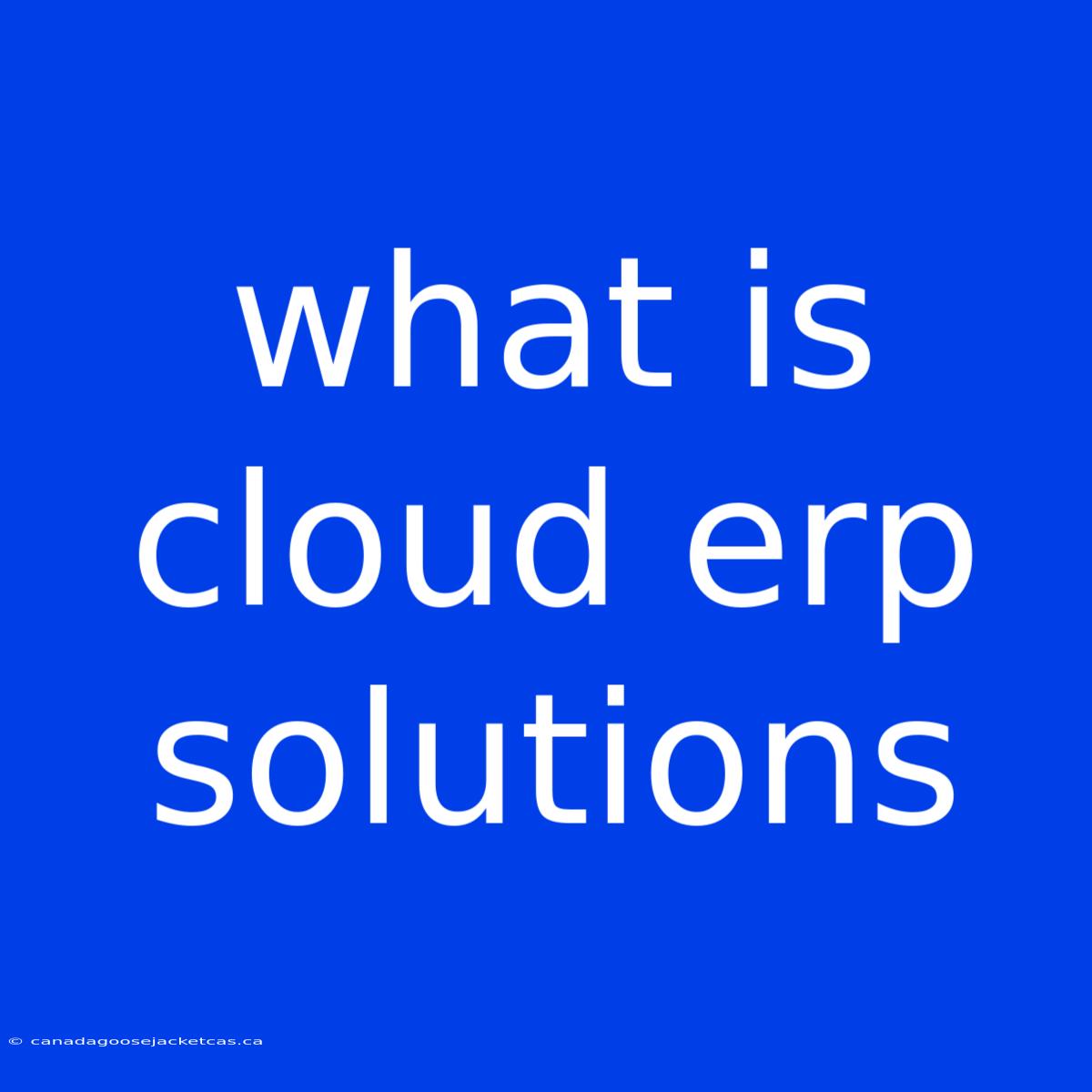 What Is Cloud Erp Solutions