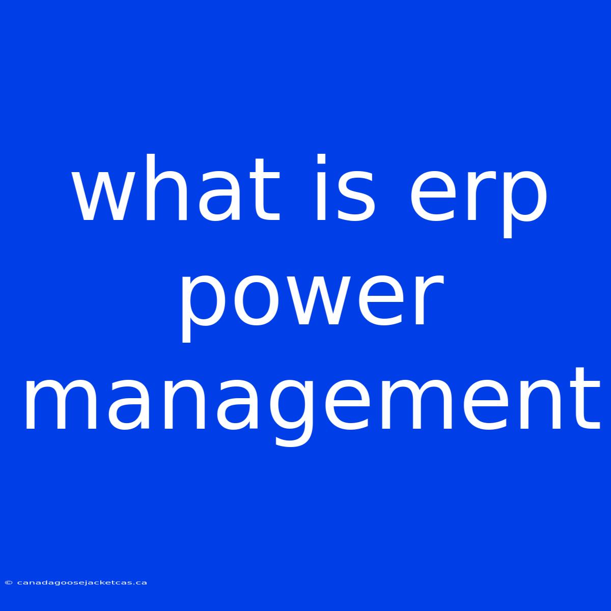 What Is Erp Power Management