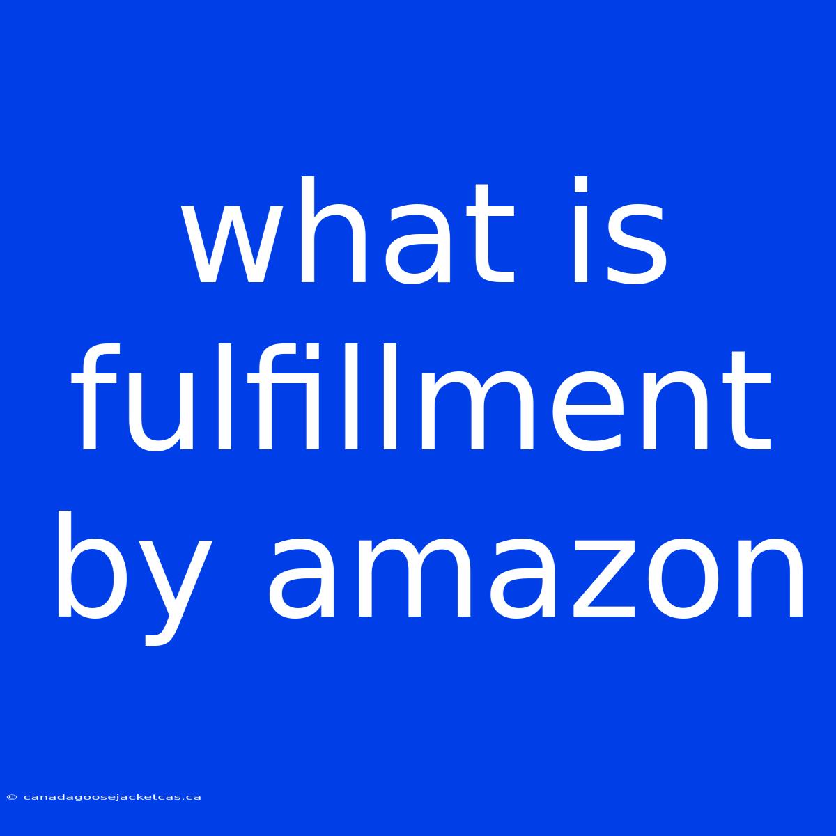 What Is Fulfillment By Amazon