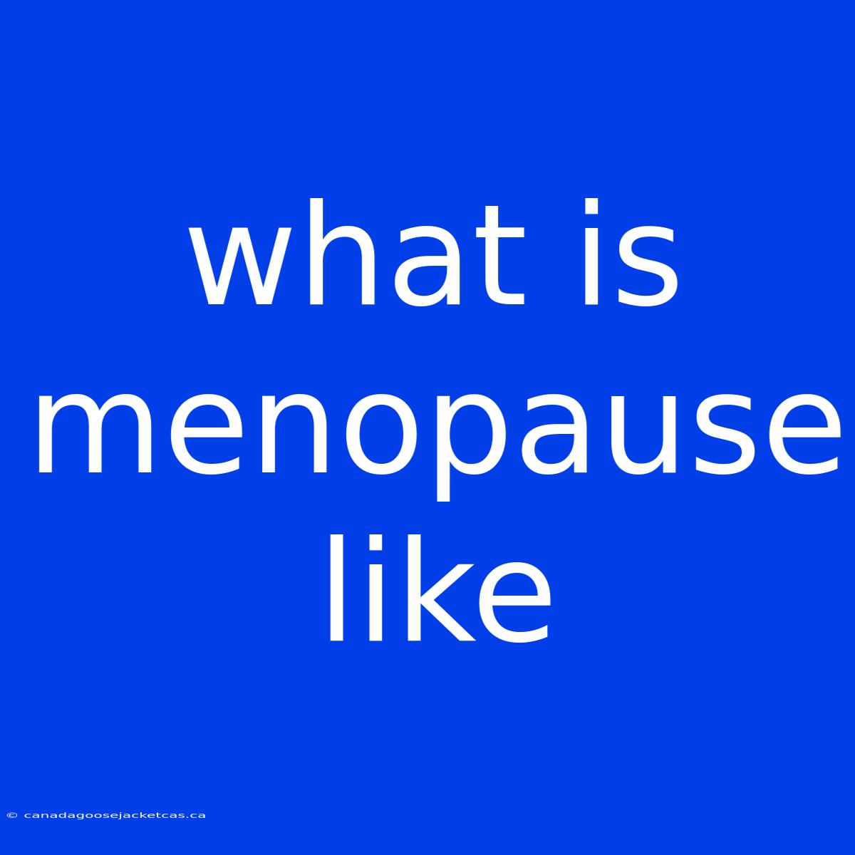 What Is Menopause Like