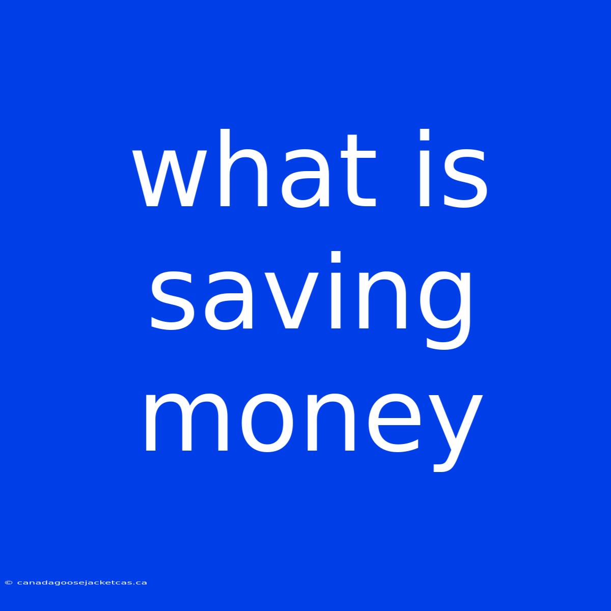 What Is Saving Money